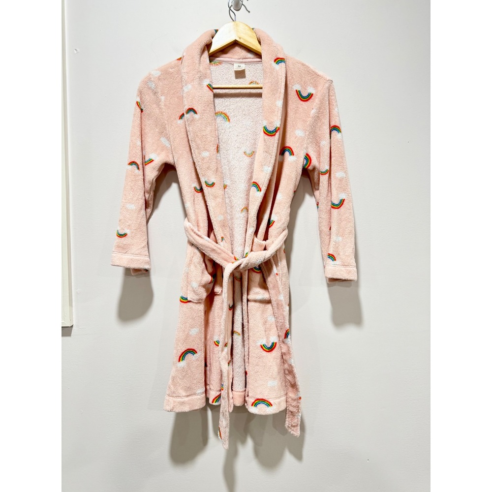 Crewcuts J.Crew Kids Pink Rainbow Cloud Plush Fleece Robe Size Medium M